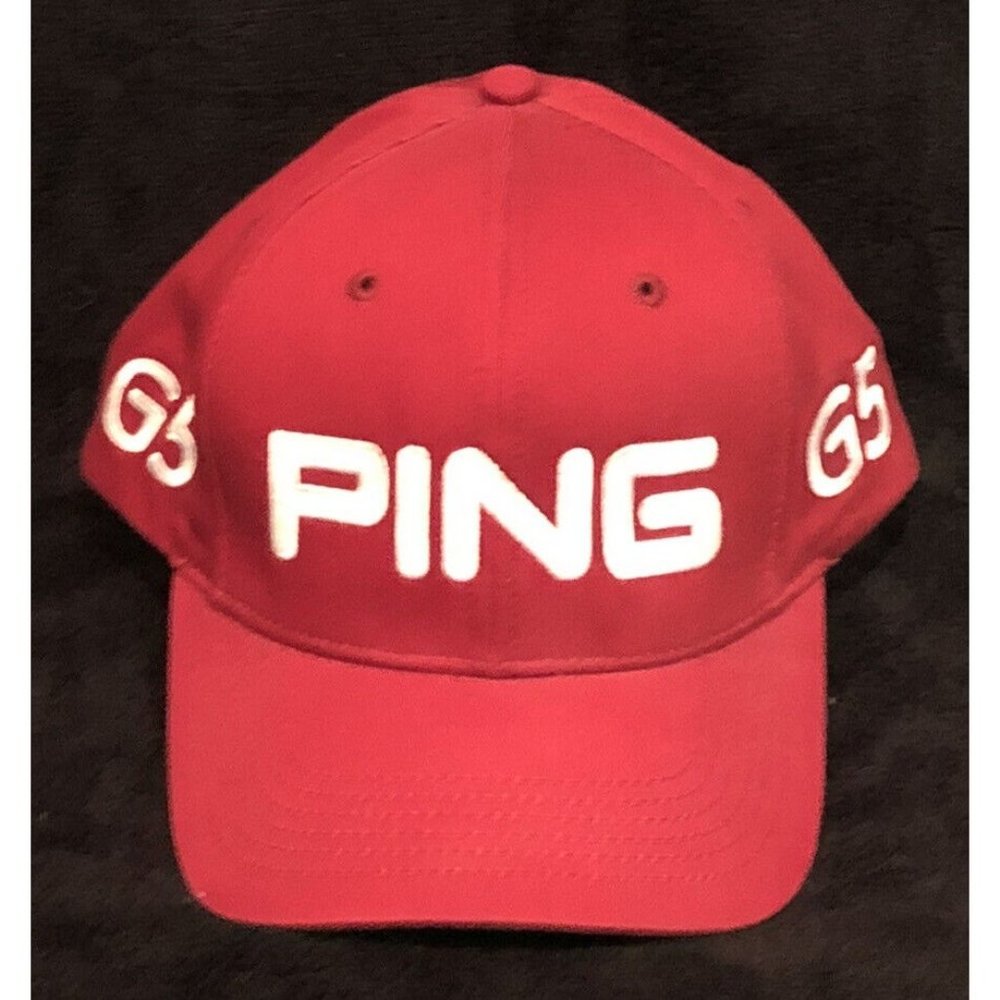 PING G15 Red Adjustable Strap Back Cap. Very Good Pre Owned Condition
